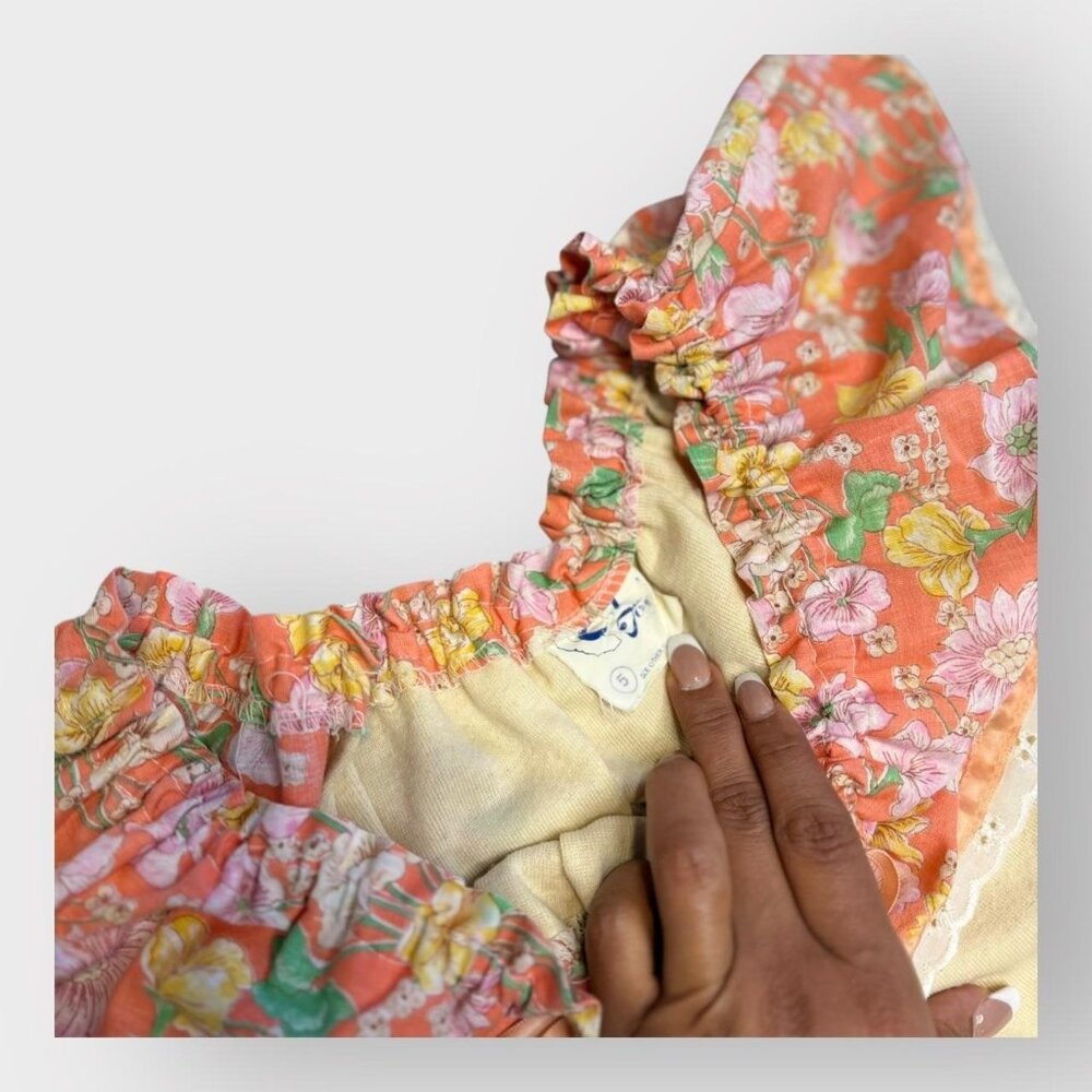 Floral Ruffle Off-Shoulder Top – 70s Cottagecore - Picture 3 of 3